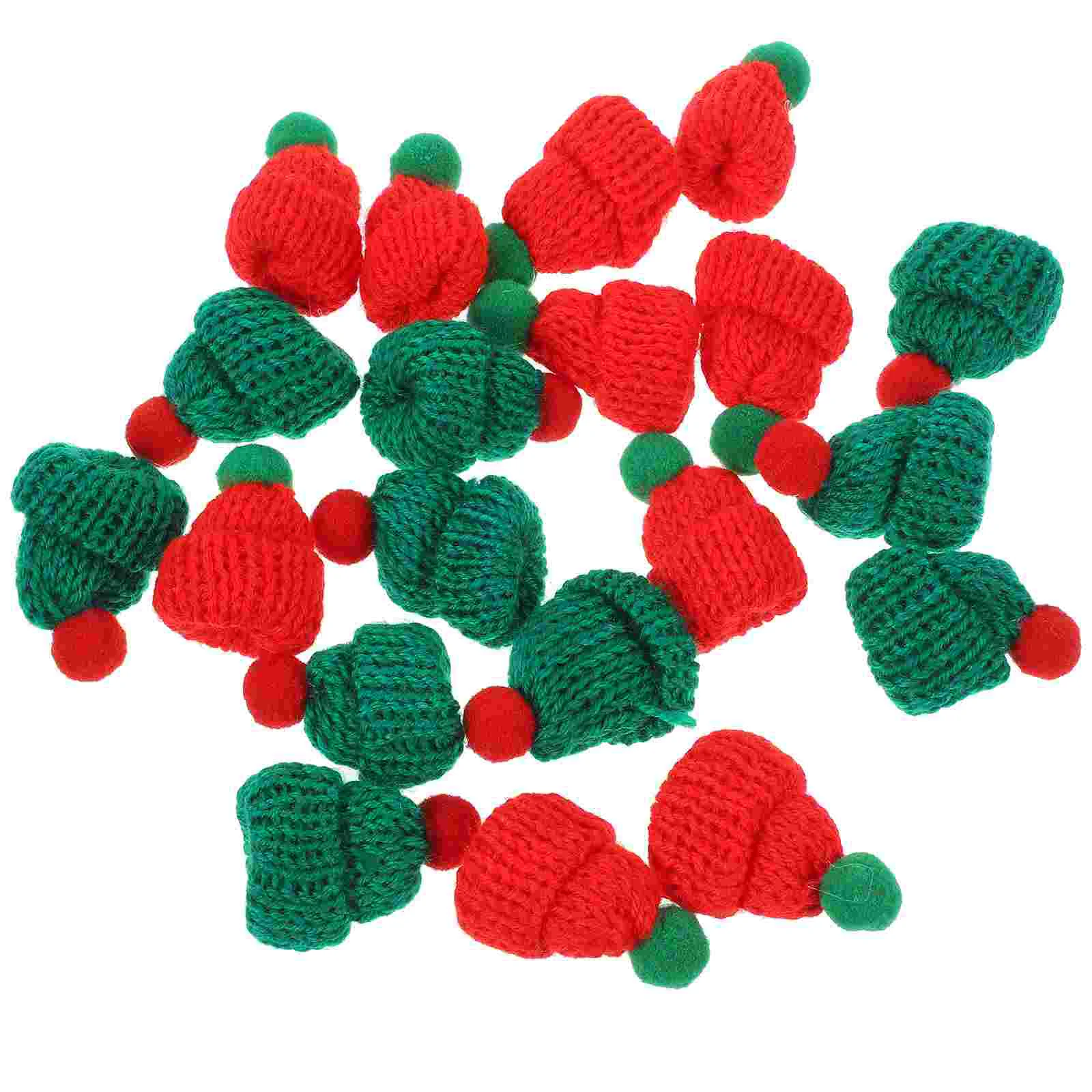 

20 Pcs Mini Beanie Xmas Bottle Cover Miniature Christmas Knitted Hat Decoration