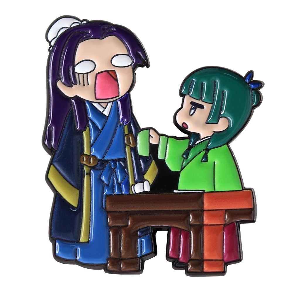 Cute Q Version The Apothecary Diaries Maomao & Jinshi Enamel Pin, Cartoon Anime Metal Brooch, Decor for Clothes and Backpacks