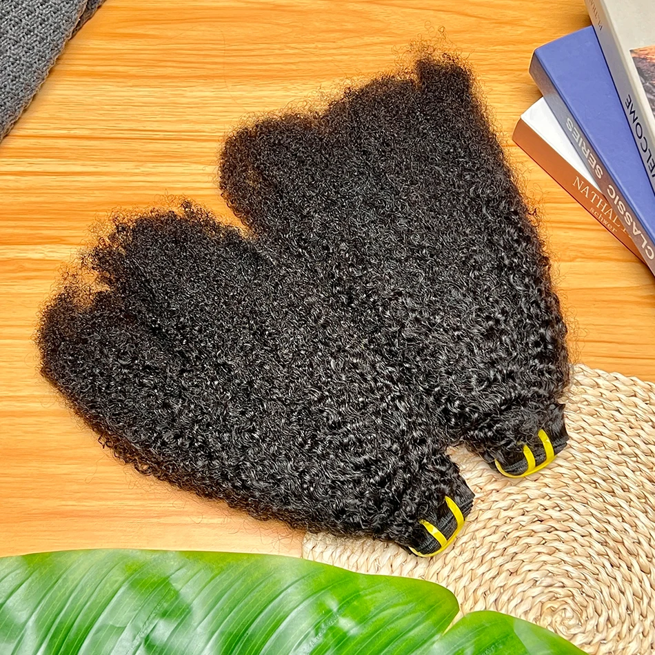 4C Afro crépus bouclés cheveux humains paquets Coily cheveux armure Extensions couleur noire naturelle non transformés cheveux vierges crus pour les femmes