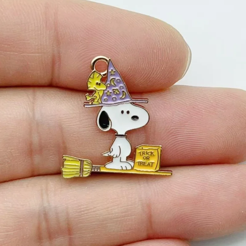 10Pcs Cute Halloween Cartoon Puppy Alloy Enamel Charms Pumpkin  Pendants DIY Jewelry Making Accessories view 4