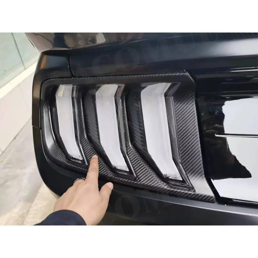 Carbon Fiber Tail Light Lamp Cover Trim Replacement For Ford Mustang All Model 2018‑2021 2014-2017 Car Bodykits