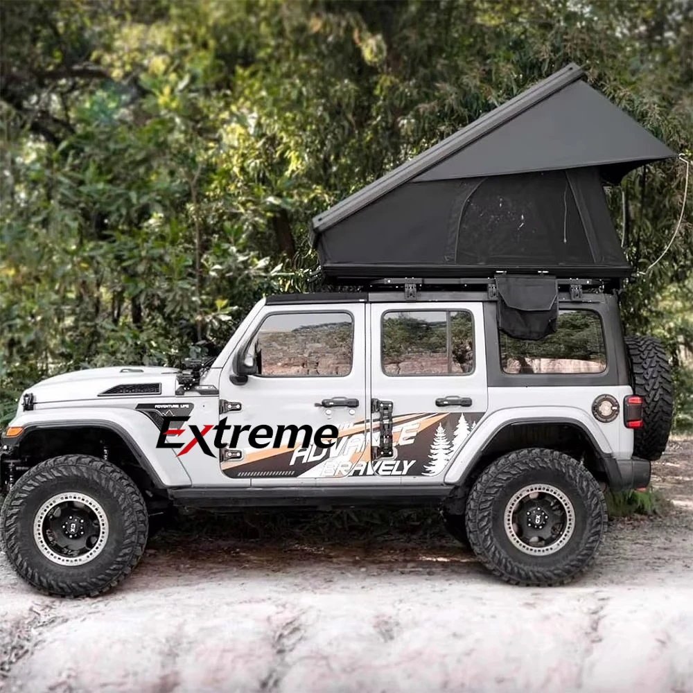 EXTREME Hard Shell Roof Top Tent with Quick Hydraulic Release Sturdy Support Bars and Comfortable Interior for 3-4 Person