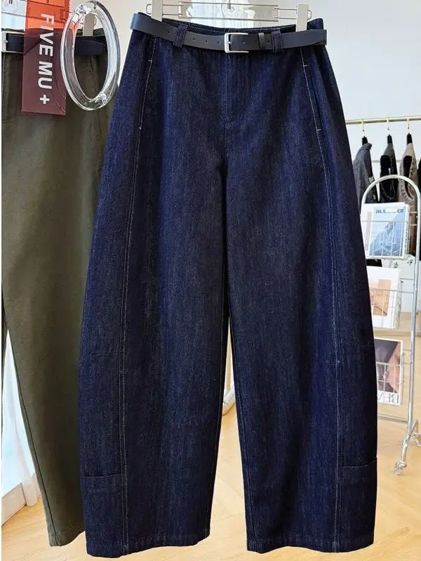 

plus Size High Waist Wide Leg Jeans Women's Casual Autumn Winter Straight Cut Color Slimming Pants for Heavy Girls