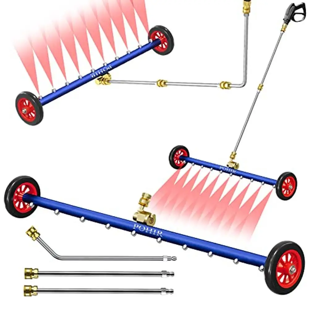 

High Pressure Undercarriage Pressure Washer Broom Kit with Extension Wand 4000psi Effortless Cleaning Solution