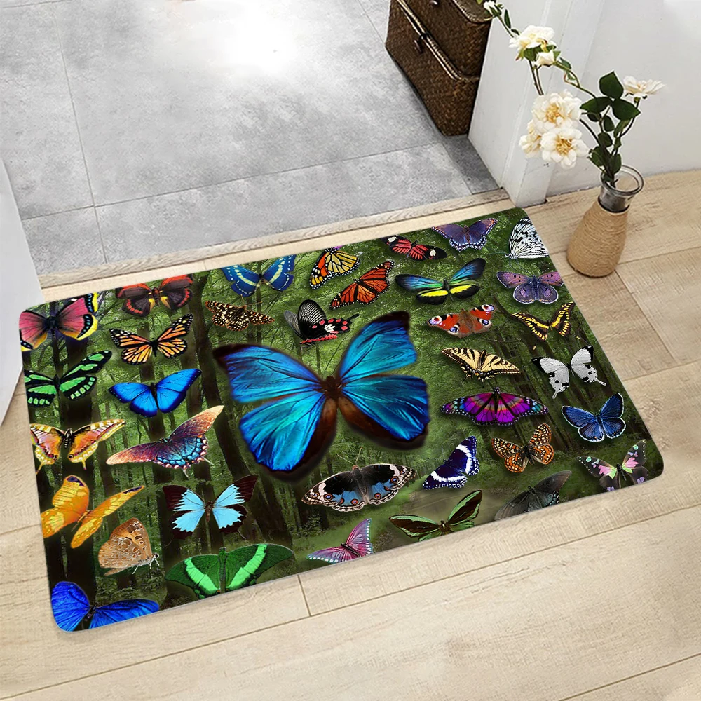 CLOOCL Fashion Flannel Non-slip Door Mat Butterfly 3D Print Decorative Mat Rug Hallway Doorway Carpet Dropshipping