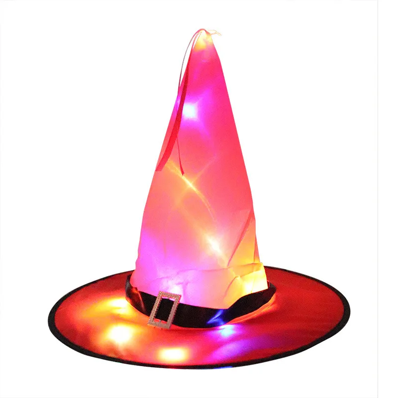 Halloween Witch Hat LED Light Up Wizard Costume Accessory Witchcraft Party Decor Role Play Prop Festival Glowing Witch Hat