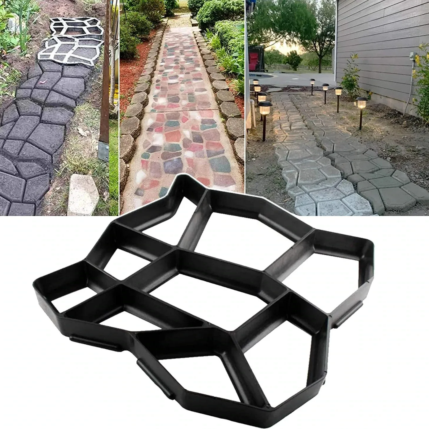 Walk Maker Reusable Concrete Pathmate Stone Mold Stepping Stone Paver Lawn Patio Yard Garden DIY Path Maker Paving Floor Moulds