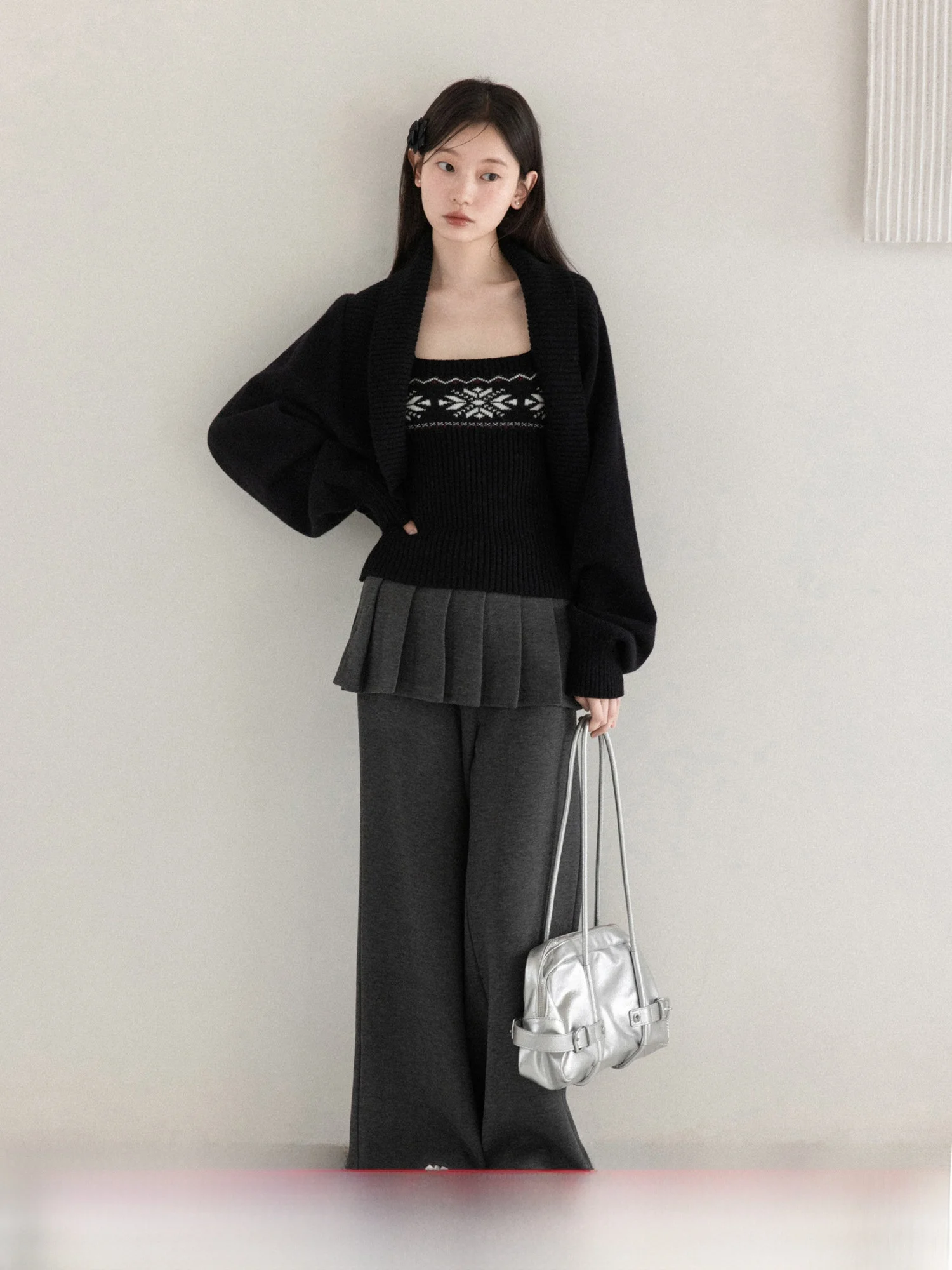 

Женские повседневные брюки с высокой талией, широкими штанинами и прямым кроем, на флисовой подкладке, весна 2026, дышащие, комфортные