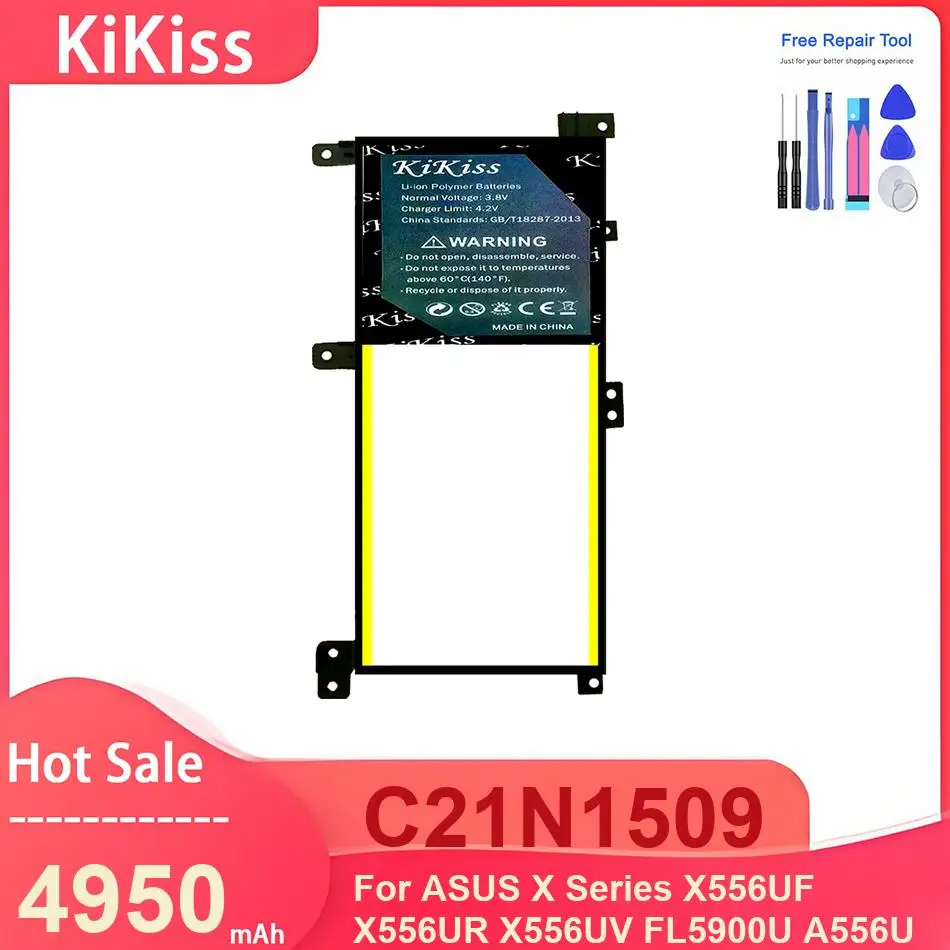 

KiKiss Laptop Battery For ASUS X Series X556UF X556UR X556UV FL5900U A556U ,C21N1509 4950mAh Batteries