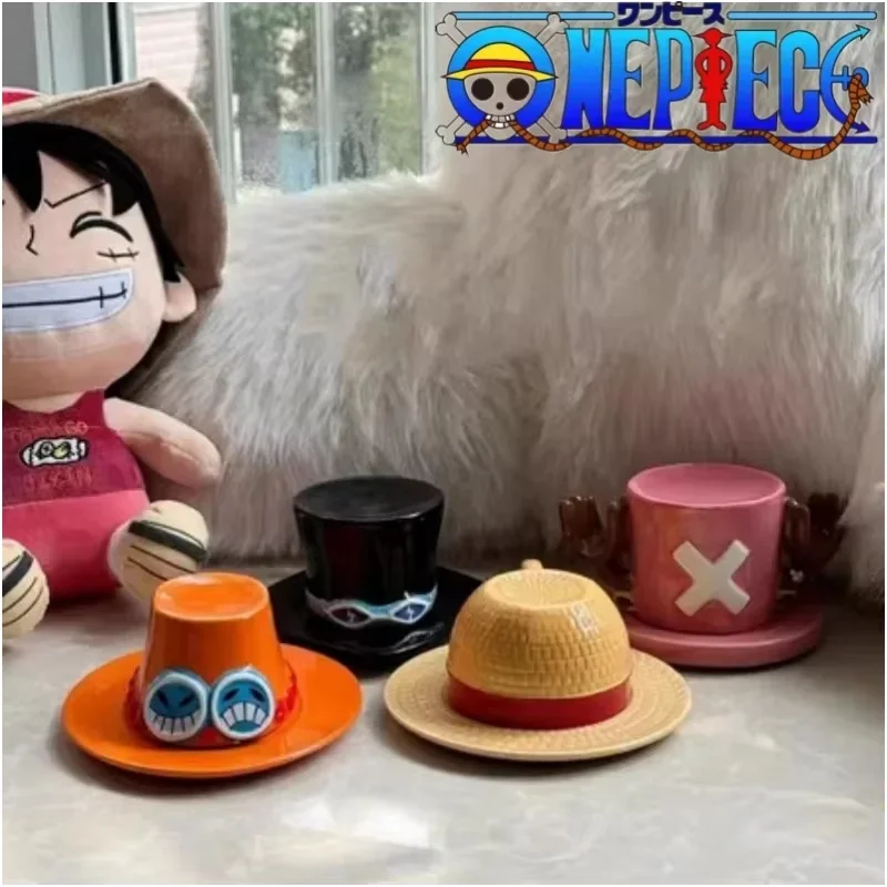 New Sale Cartoon One Piece Luffy Straw Hat Bowl Water Cup Decorations Anime Figure Cute Ramen Bowl Household Ceramic Tableware