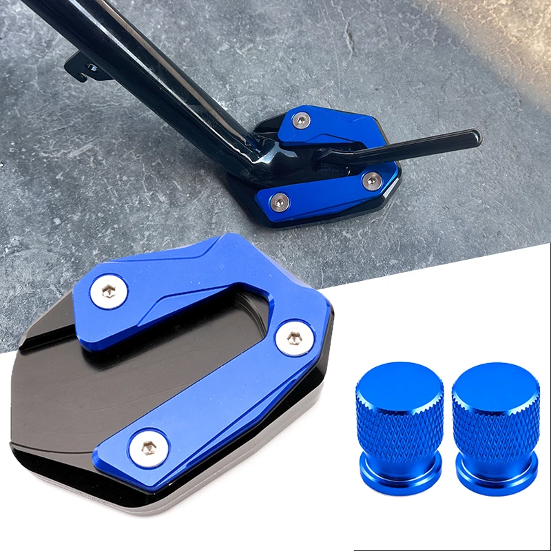 Motorcycle For YAMAHA XSR700 MT07 TRACER 7 GT 9 GT 700 GT 900 GT XSR900 Kickstand Foot Side Stand Enlarger Pad & Tire Valve Cap