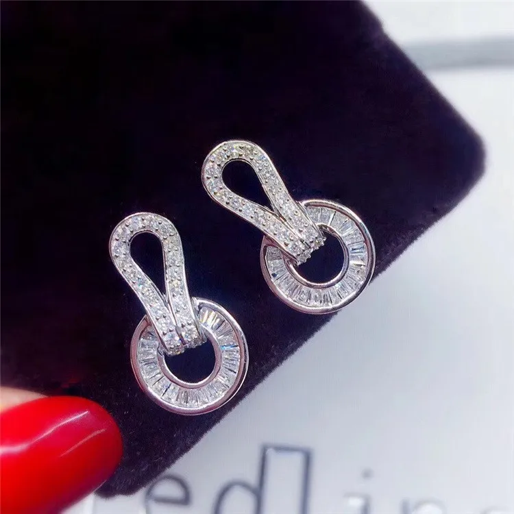 Crystal Stud Earrings for Women Zirconia Chic Earring Brand Design