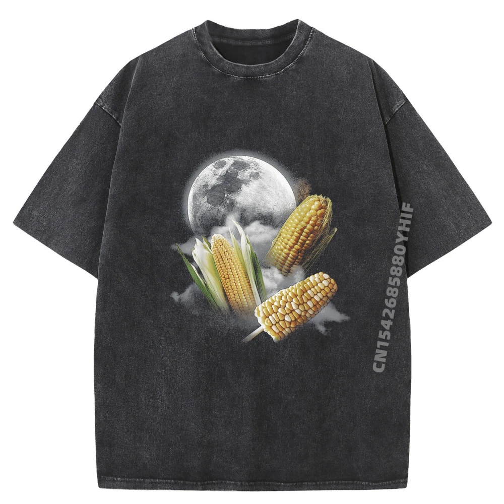 

Corn At Moon 3 Wolfs Funny Wolves Parody T Shirt Men 100% Cotton Men's Clothing Breathable Design Washed Shirt