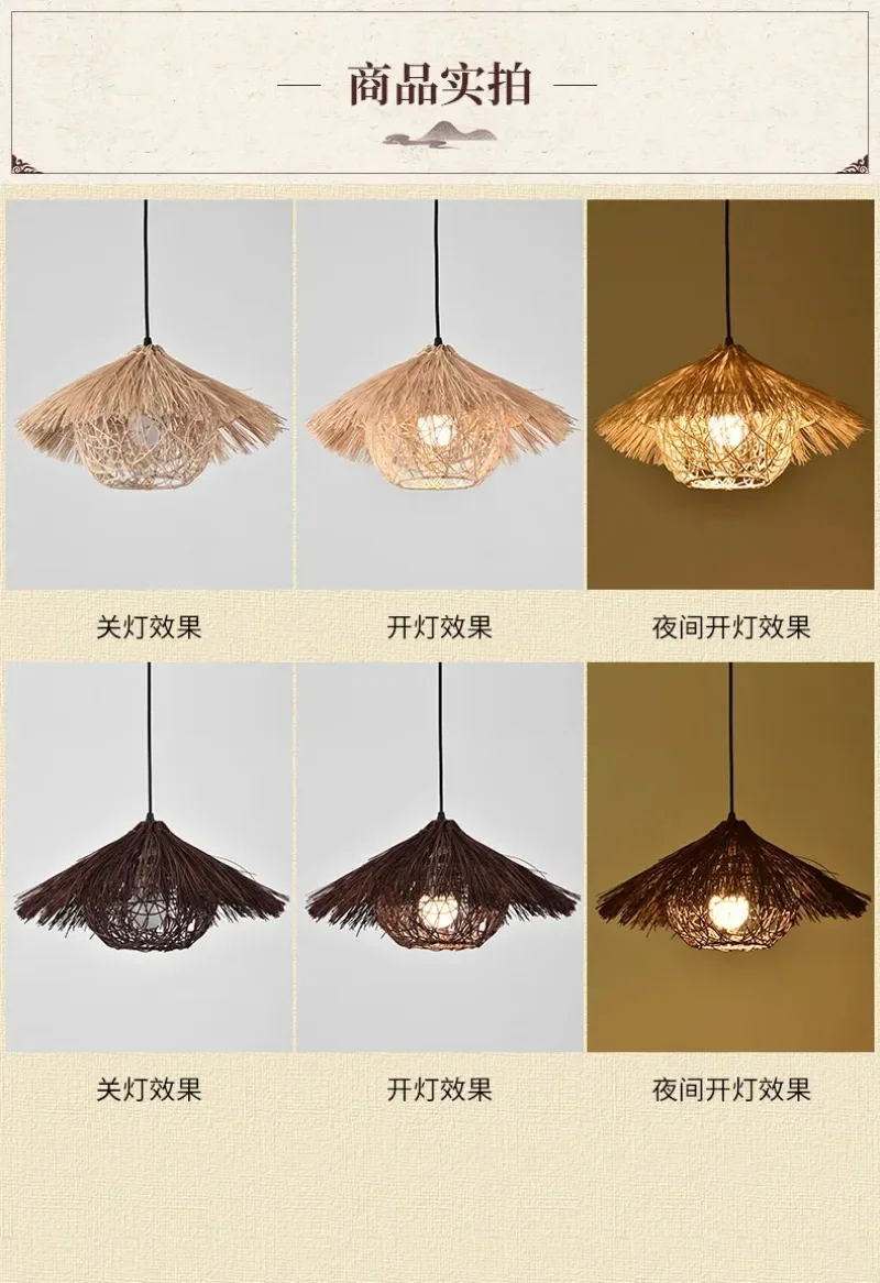 NEW Japanese Retro Hand Woven Rattan Led Chandelie Restaurant Bar Hanging Lamp Home Decor Hanging Lamp Pendant Lights