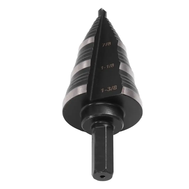 

Сверло ступенчатое A92P из быстрорежущей стали, нитрированное, с дизайном «пагода», шестигранный хвостовик 3/8 дюйма, для отверстий в нержавеющей стали 7/8-1-3/8 дюйма