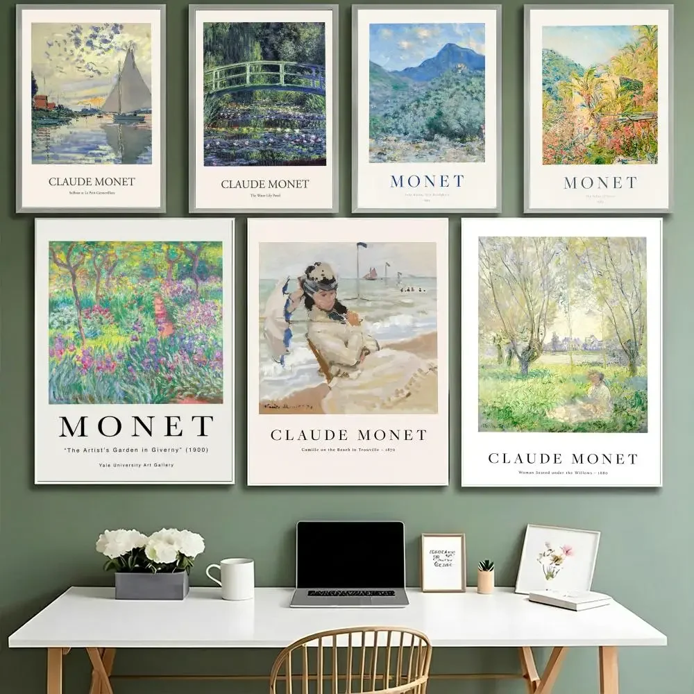 Claude Monet Retro Classic Oil Art Poster HD Waterproof High-Toughness Self-Adhesive Wall Decor Universal