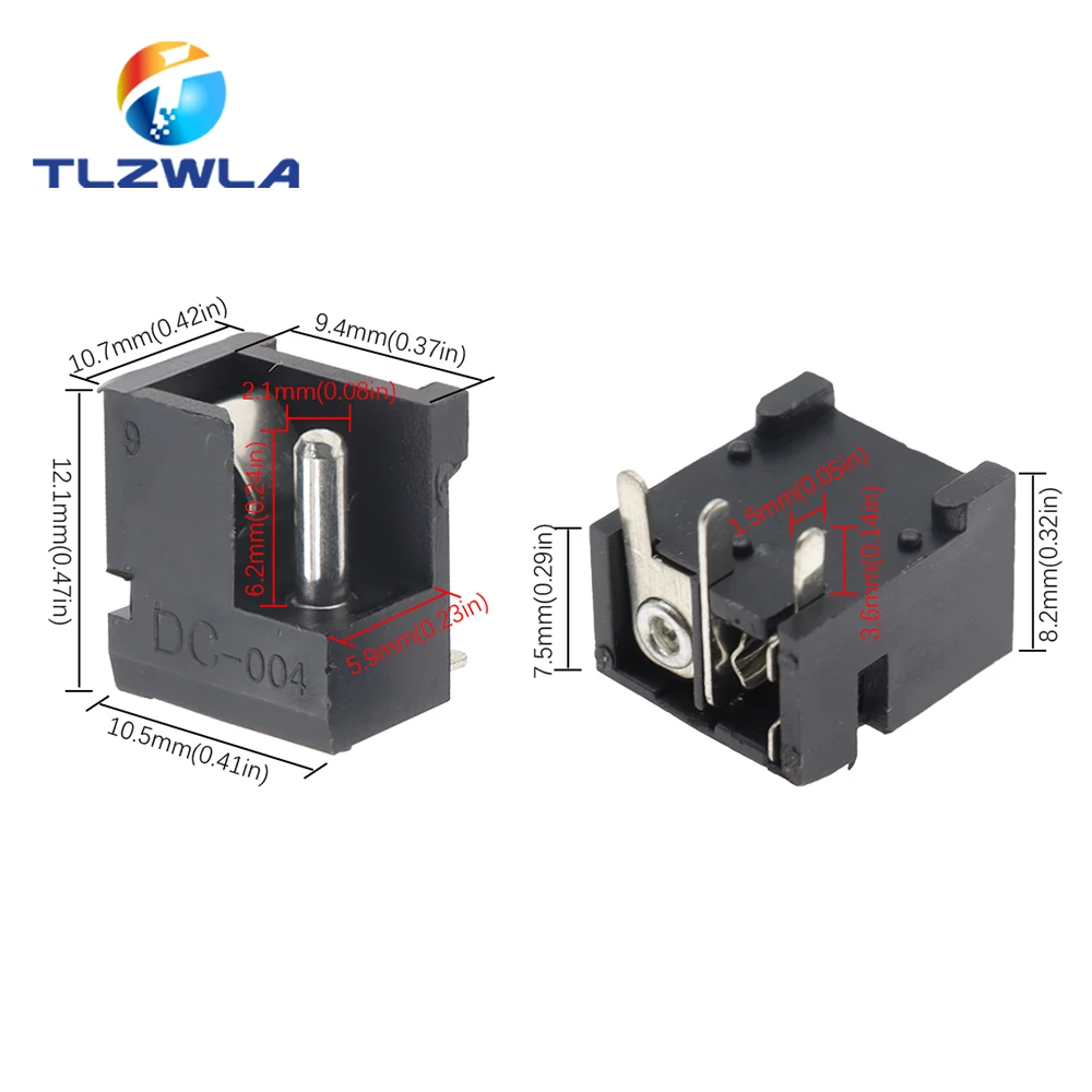 10 sztuk gniazdo zasilania prądem stałym 5.5X2.1MM 3Pin gniazdo zasilania DC-004 DIP złącze DC zasilacz głowica żeńska 5.5*2.1mm — zdjęcie 7