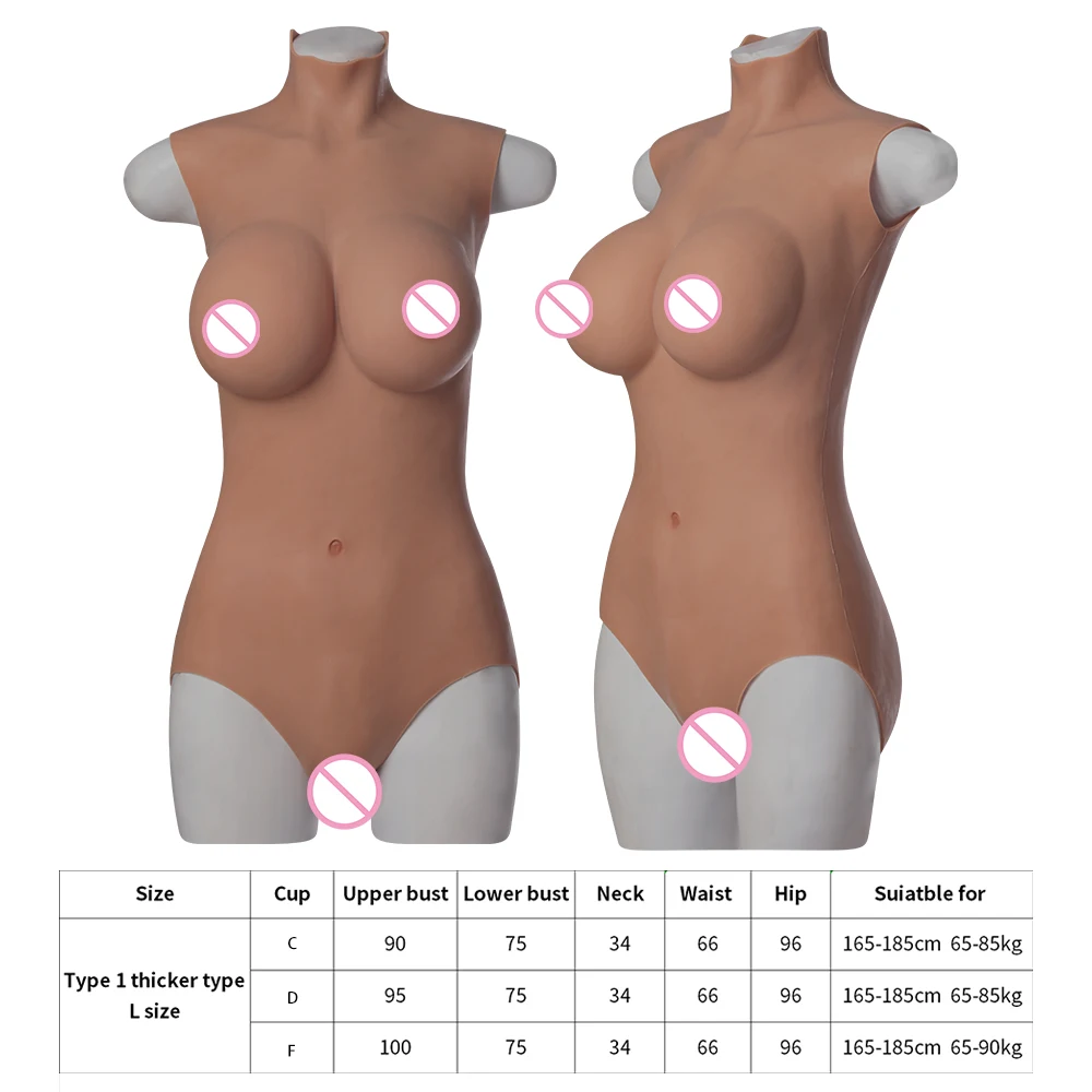 Eyung Cosplay Silicone C-G Cup Bodysuit Crossdressing Fake Breast Forms Boobs With Arms For Crossdresser Mens Sissy Drag Queen