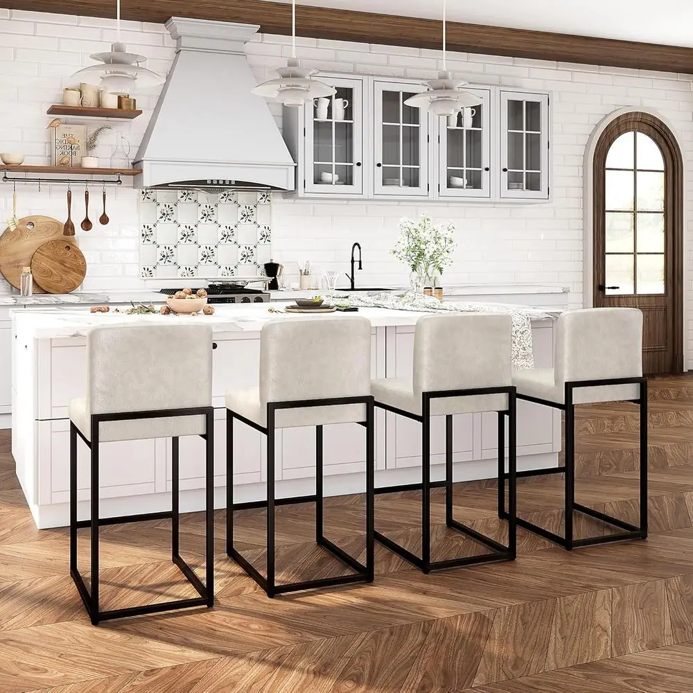 24 Inch Bar Stools Set o 4, Kitchen Counter Stools with Backs, PU Leather Barstools, Kitchen Stools with Back&Upholstered ootres
