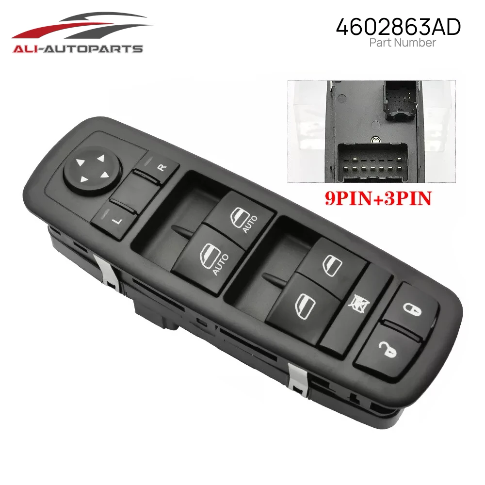 For 2009 2010 2011 2012 Dodge Ram 1500 2500 3500 9+3PIN Driver Side Power Window Switch 4602863AB 4602863AC 4602863AD