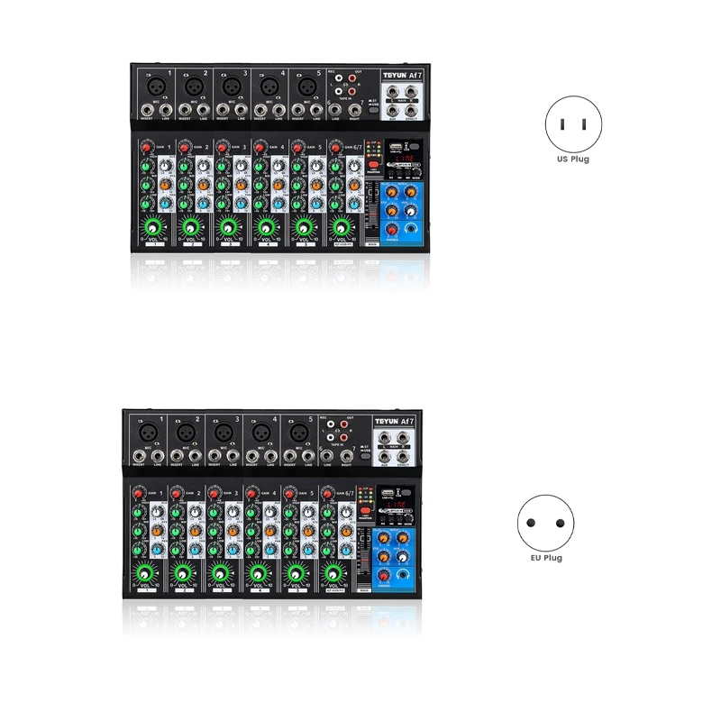 TEYUN AF7 Mixer Analog Mixer Merged Digital Sound Card 7 Channels Personalized Function Settings Analog Mixing Console