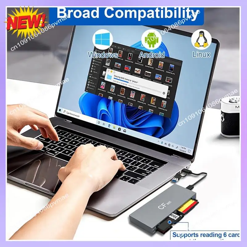 

T24C For Cfast 2.0 6 In 1 USB C Card Reader With Simultaneous Read Functionality For Cfast/CF MS/SD TF/XD