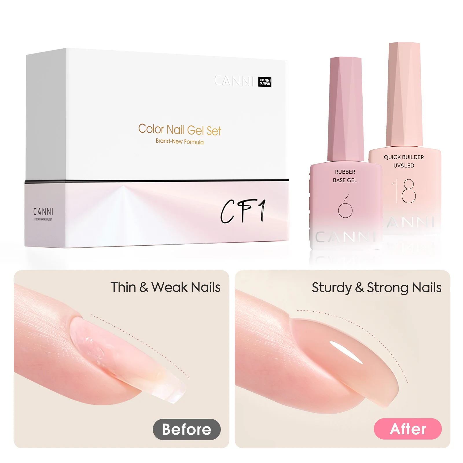 5 in 1 CANNI French Manicure Set HEMA FREE TPO FREE Nail Gel Polish 9ml Natural Color Fast Quick Construction Gel Builder Nail