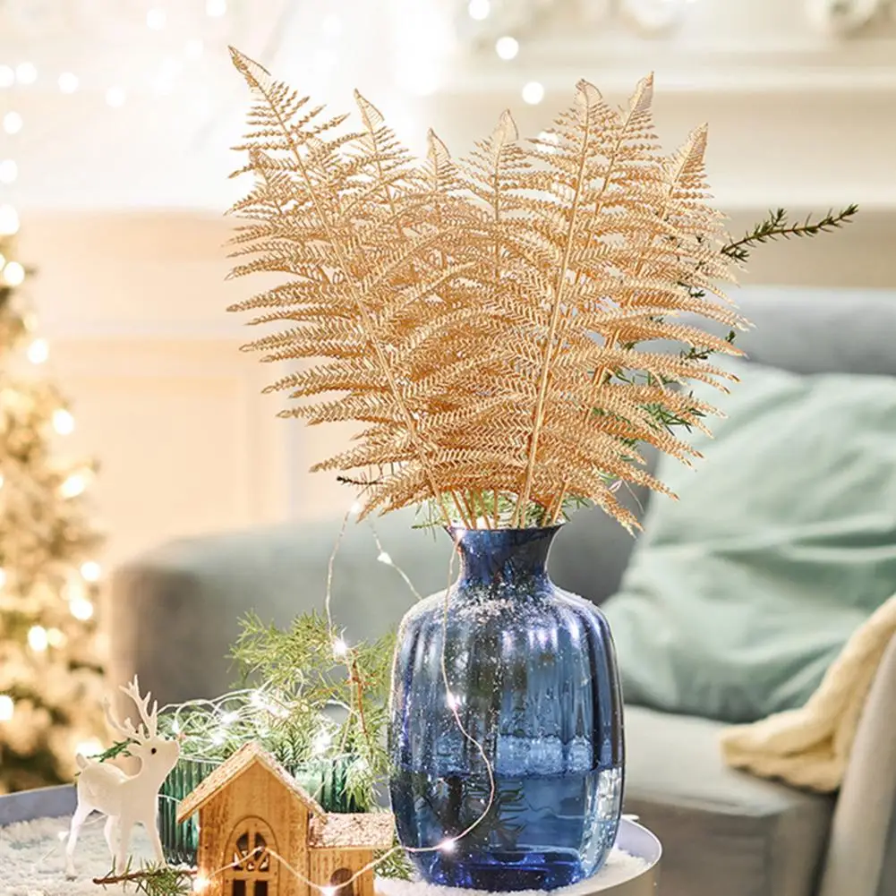 

Non-withering Artificial Plant Wedding Decoration Artificial Plant Realistic Reusable Plastic Faux Leaf Plants Golden for Home