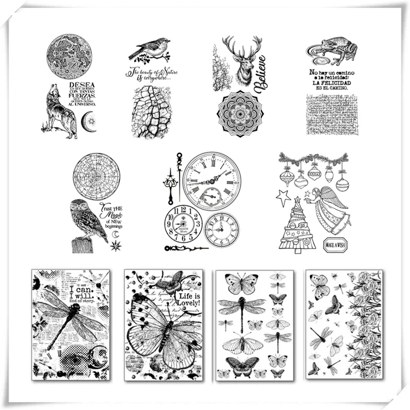 2021 New Arrivals Clear Stamps For Scrapbooking Card Making Time Wolf Owl Butterfly Steampunk Stamp Set Account Craft No Dies