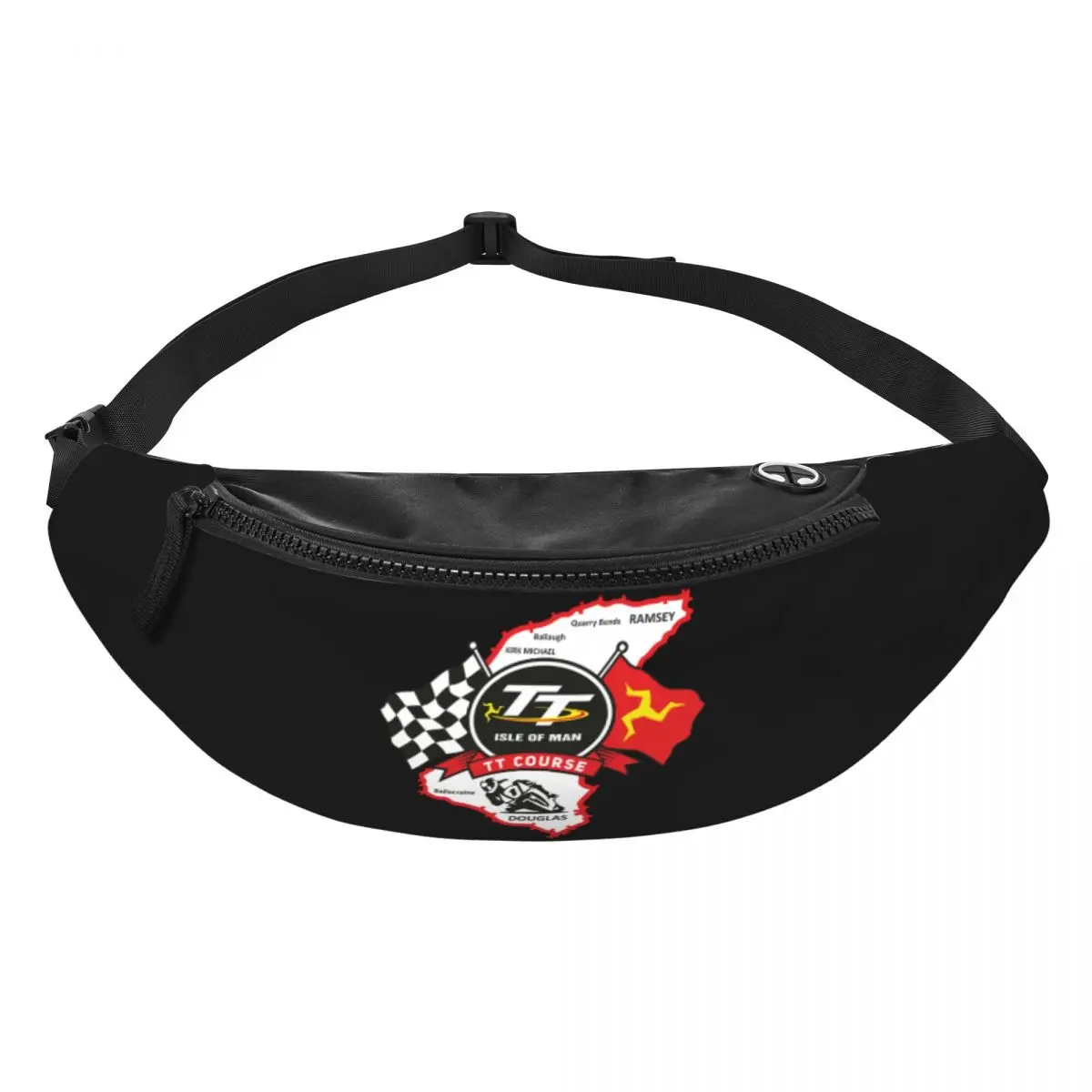 Isle Of Man TT Racing Course Fanny Pack Homens Mulheres Motocicleta Esportes Crossbody Saco da cintura para viagens Ciclismo Telefone Money Pouch