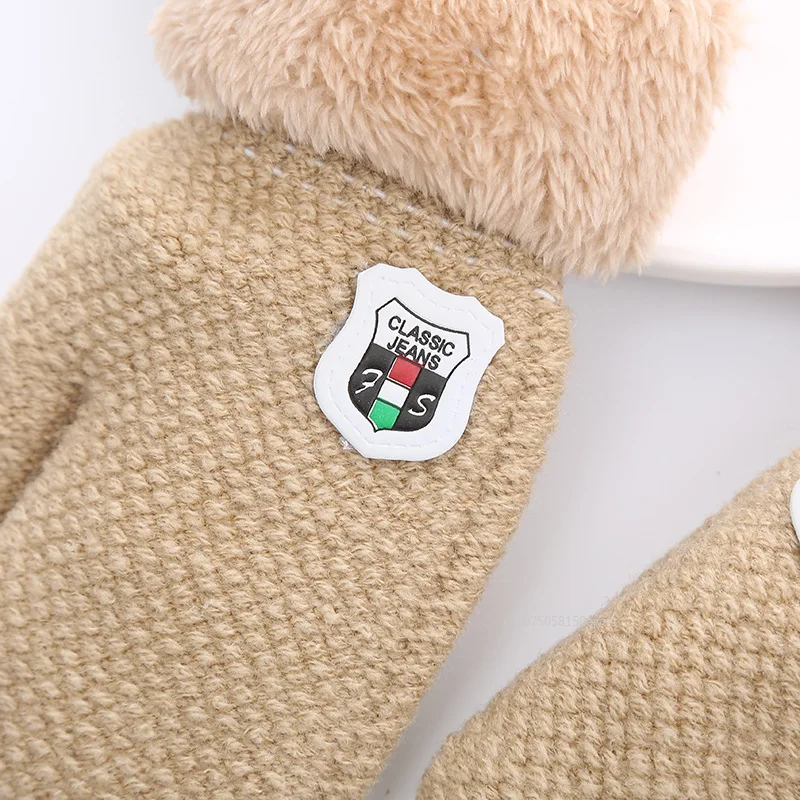 Guantes para niños de 1 a 4 años, guantes de invierno gruesos y cálidos de Cachemira para niños, guantes con cordón y dedos completos para niños pequeños