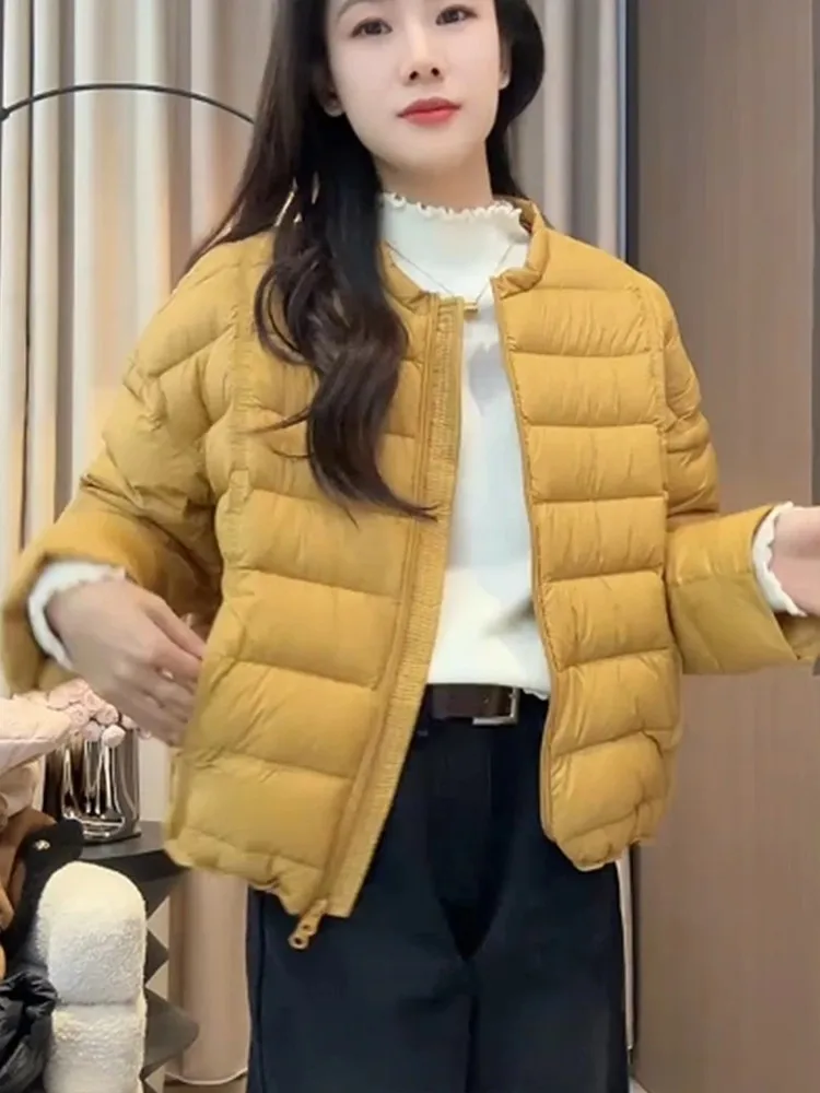 Coreano sle feminino algodão jaet ort quente redondo ne mat inverno outerwear facionable commute thiened longo sve