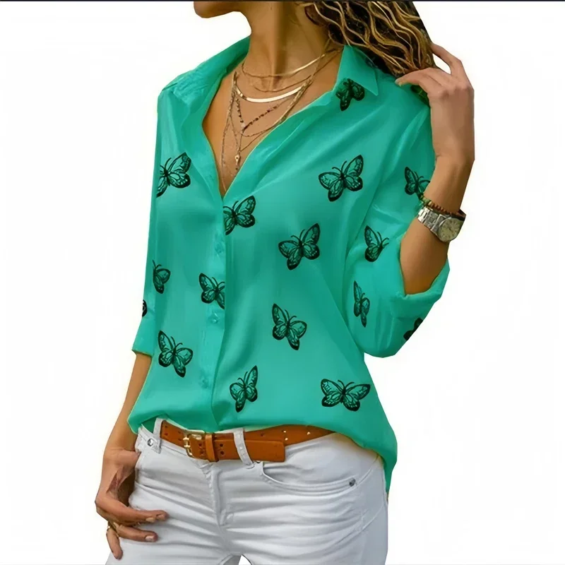 2024 New Women\'s Shirt Fashion Women\'s Casual Shirt Long Sleeve Hawaiian Outdoor Vacation Beach Wear Fabric Soft