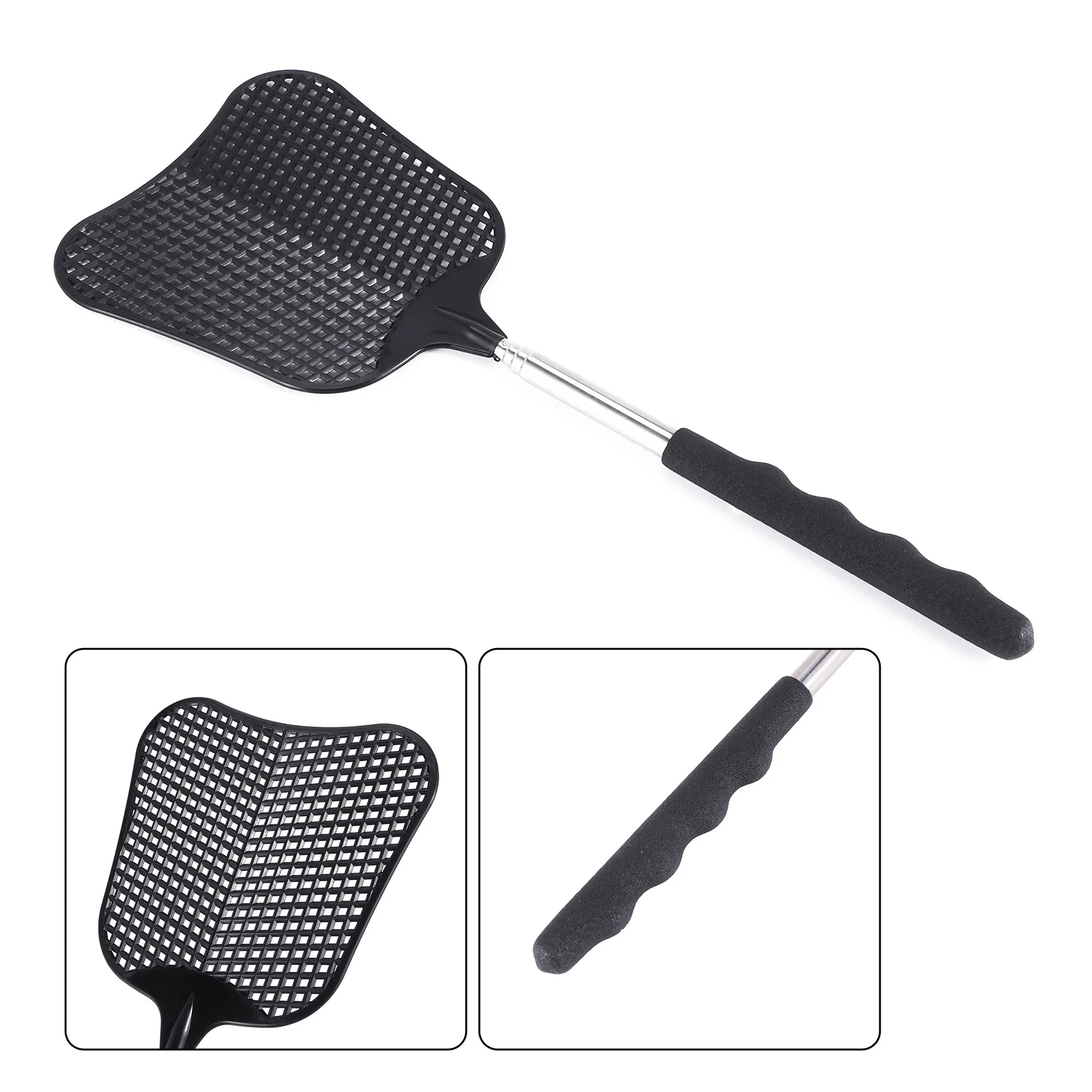 AB11-Mosquito And Fly Killing Plastic Fly Swatter Retractable Stainless Steel Rod, Suitable For Indoor And Outdoor Use (2 Pack)