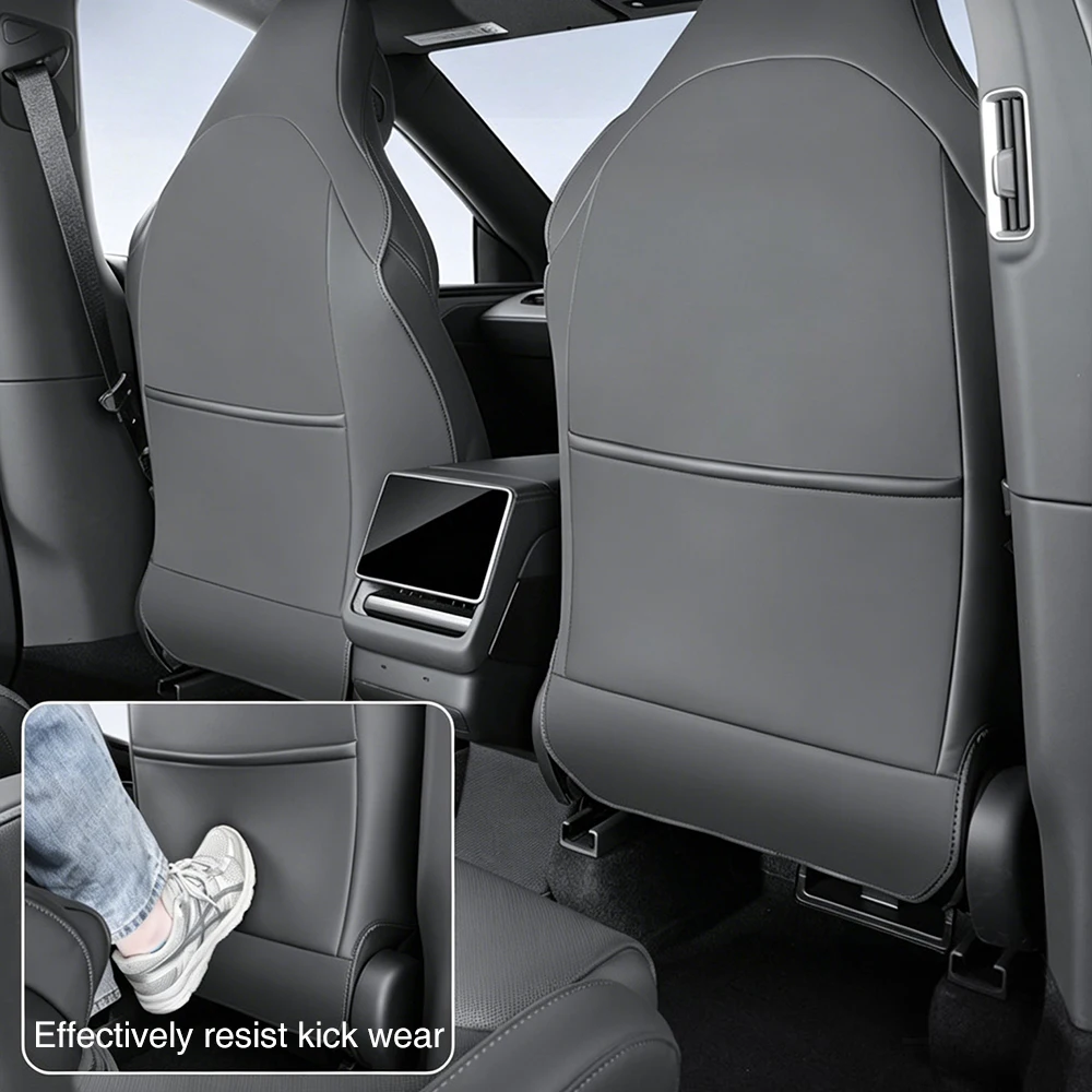 2Pcs Leather Seat Back Anti Kick Pad For Tesla Model Y L 2025-2026 Seatback Protectors Cover Mats Full Surrounded Accessories - view 5