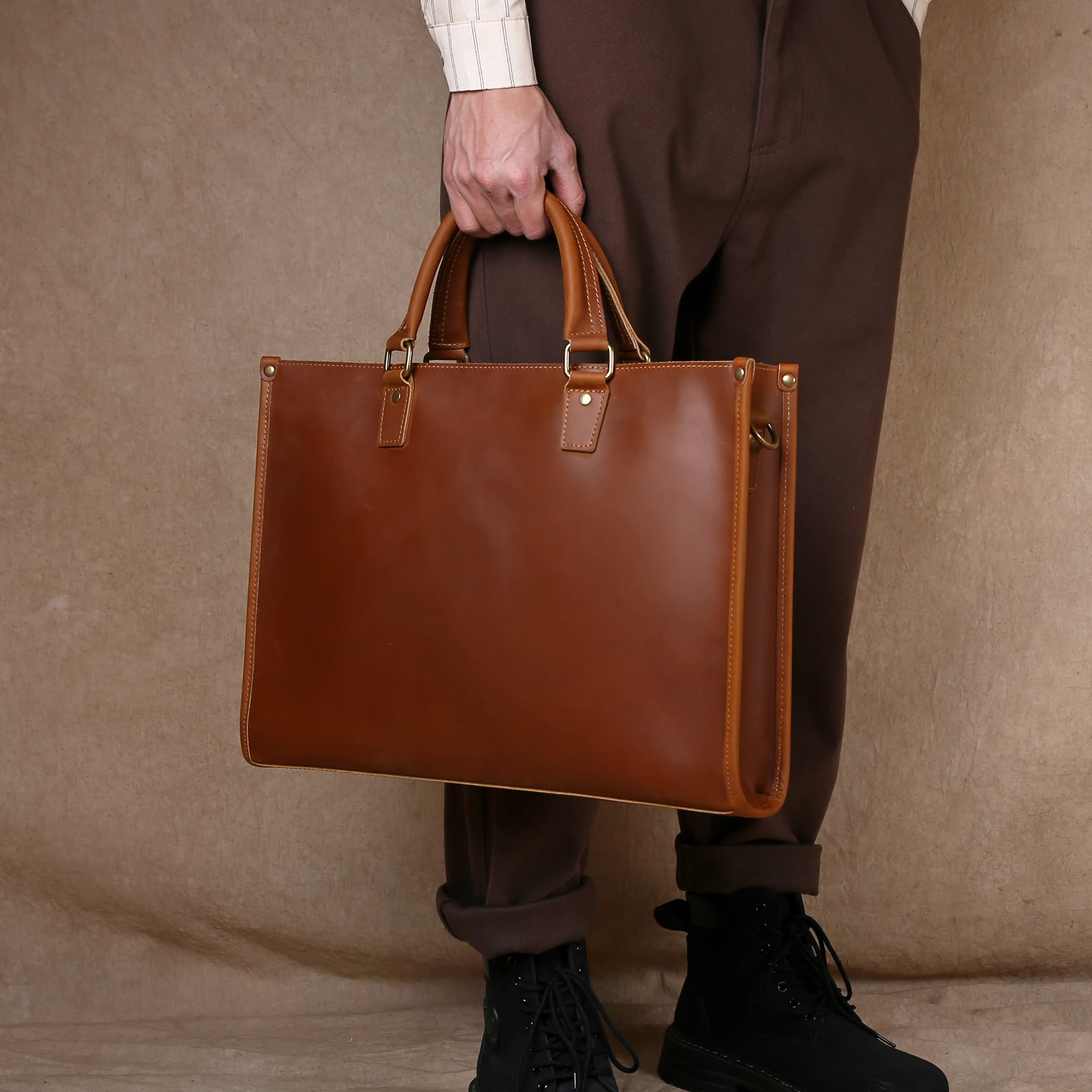 Original Ultra-Simple High Quality Men's Leather Document Baotou Layer Cowhide Computer Bag Business Trip Office Handbag