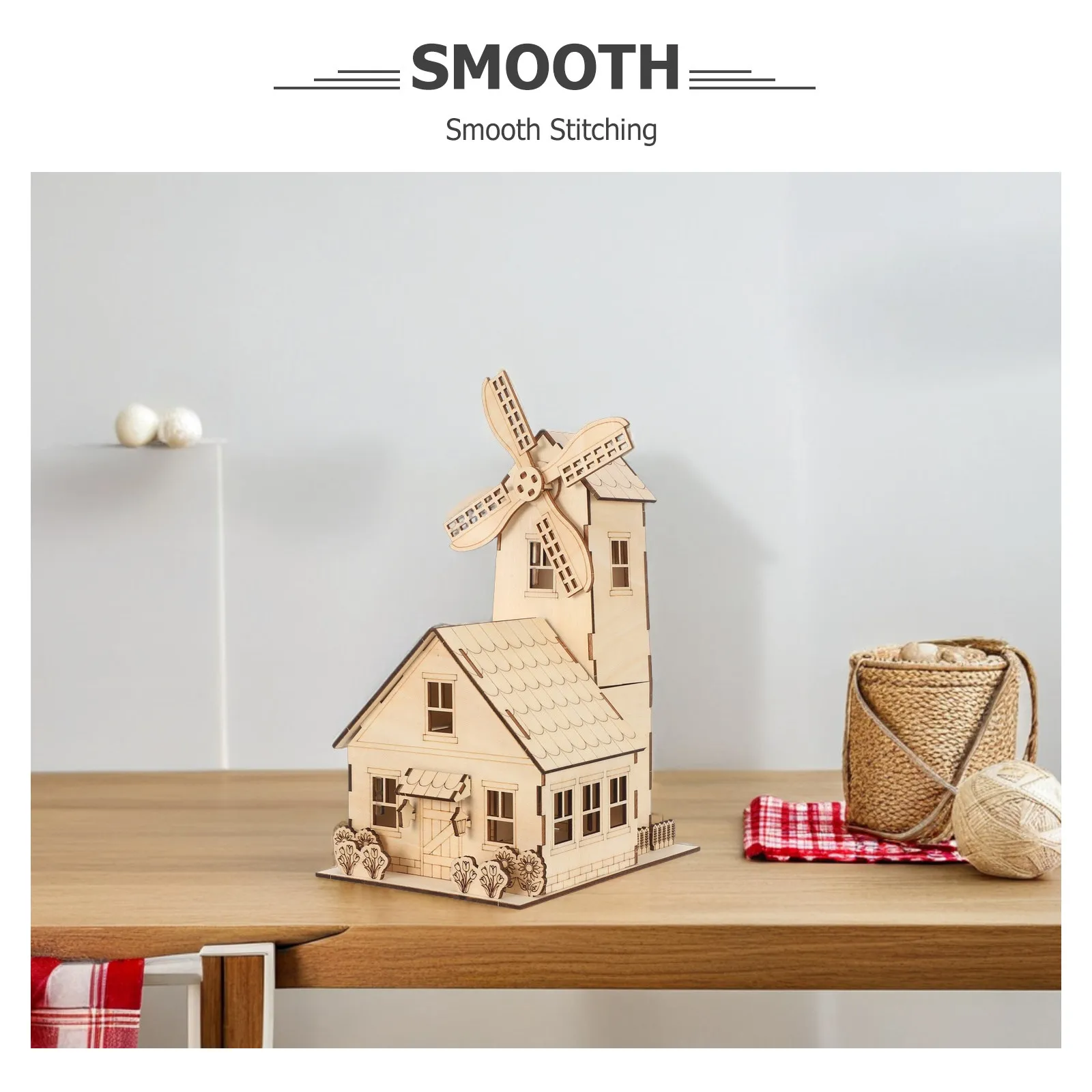 1 ensemble de puzzle 3D en bois Moulin à vent, style européen, kit de maison à assembler soi-même, activité STEM pour enfants, expérience scientifique - Moulin à vent