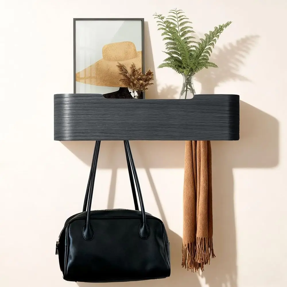 Wall Mount Coat Rack with Shel Entryway Shelf Key Holder Hanger Wall Shelves Hidden Hooks Hanging Towels Coats Hats Bags Hallway