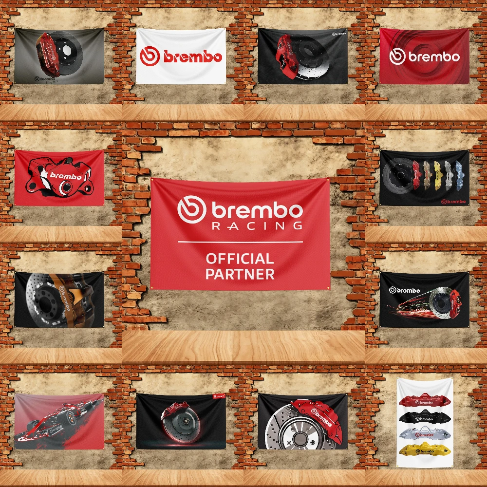 Car Parts Flag 3x5ft for B-Brembo Fans Banner Custom any Image Garage Bedroom Living Room Dorm Wall Hanging Decor Tapestry