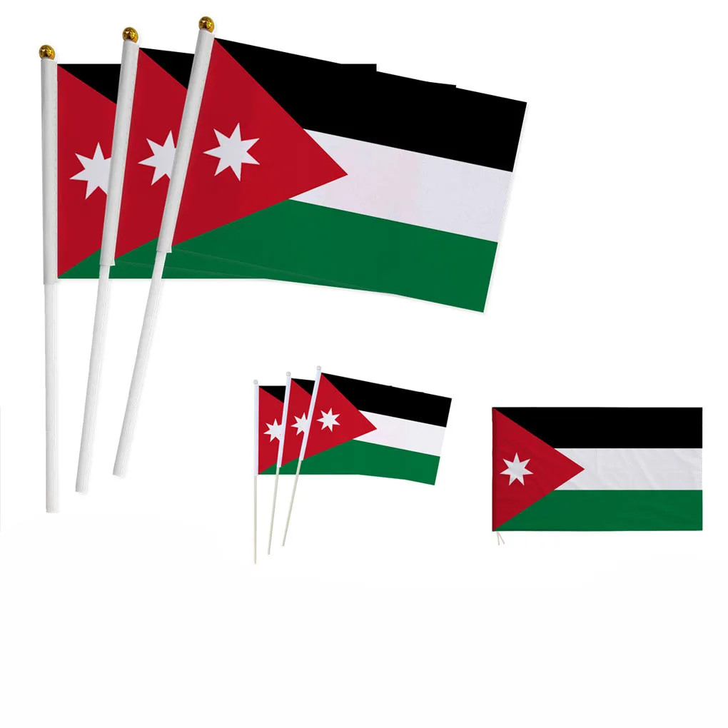 Z-ONE FLAG   Jordan Hand Flag 14*21cm Jordanian National Flag Small Hand Held Waving Flag Indoor Outdoor Home Decor