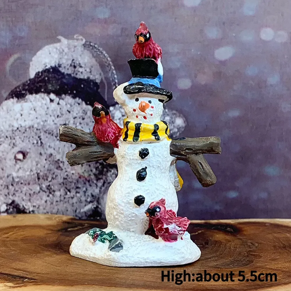 Christmas Mini Snowman Resin Figurine, Xmas Tabletop Decor Ornament