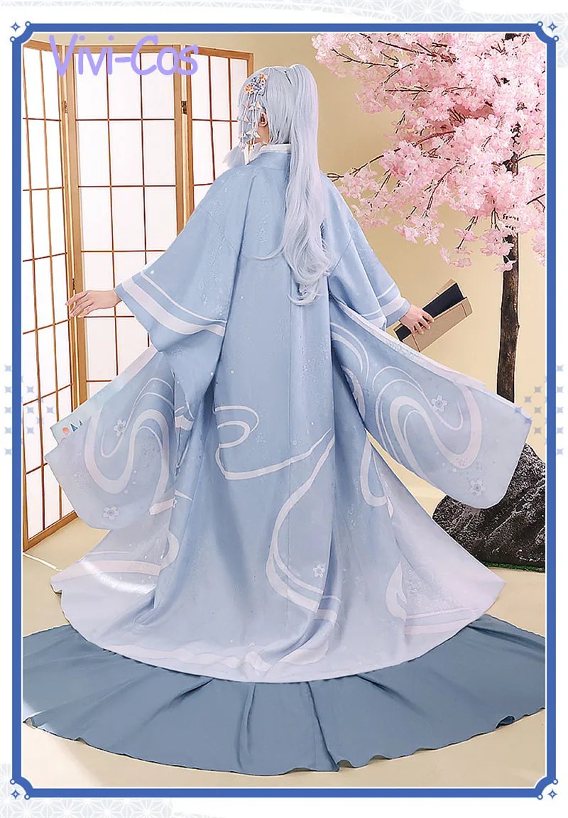 Vivi-Cos Game Genshin Impact Kamisato Ayaka Ink-dyed Kimono Cosplay Costumes Gorgeous Exquisite Suit Halloween Role Play Party