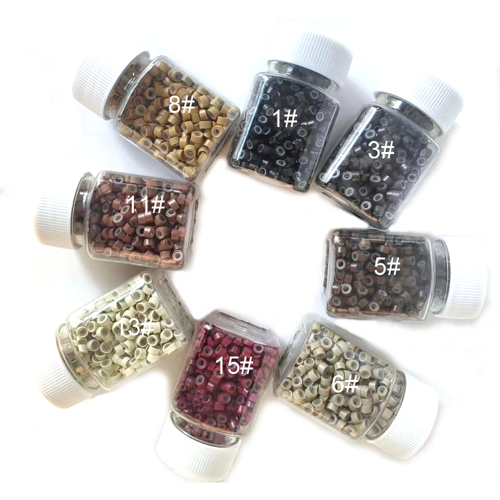 500 قطعة وصلات شعر حلقات صغيرة وصلات خرز، خرز مبطن بالسيليكون 5 مم لأداة وصلات الشعر البشري-متعددة الألوان #4