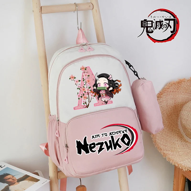 กระเป๋าเป้สะพายหลังอนิเมะดาบพิฆาตอสูร เนซึโกะ ชุด 2 ชิ้น กระเป๋าใส่ดินสอ น่ารัก ความจุเยอะ เหมาะสำหรับเดินทาง น้ำหนักเบา ของขวัญสำหรับนักเรียน