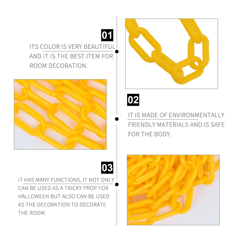

Decorative Chain Plastic Barrier Safety Connector Link Carabiner Outdoor Caution Yellow Chains