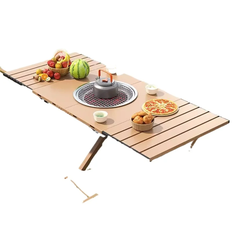 

Outdoor camping table folding roll table barbecue integrated picnic portable household small apartment camping barbecue