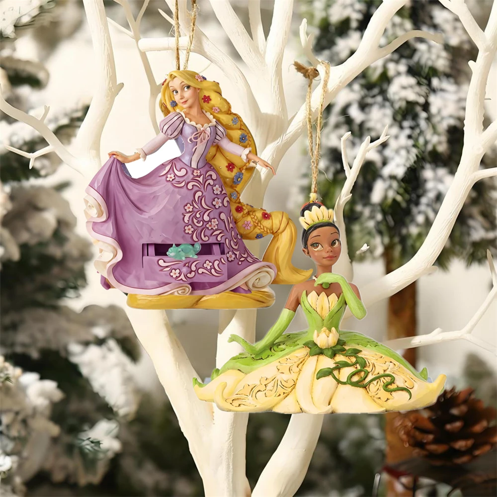 Princess Tiana Acrylic Decorations New Year Christmas Tree Stone Crafts 2D Flat Home Ornament Decoration Pendant 6x5cm 1Pcs