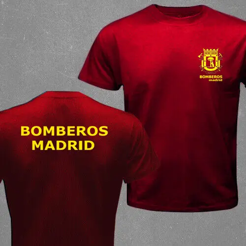 Spain Madrid Firefighter Fire Brigade Cuerpo Bomberos T-shirt Short Sleeve Casual 100% Cotton Shirts