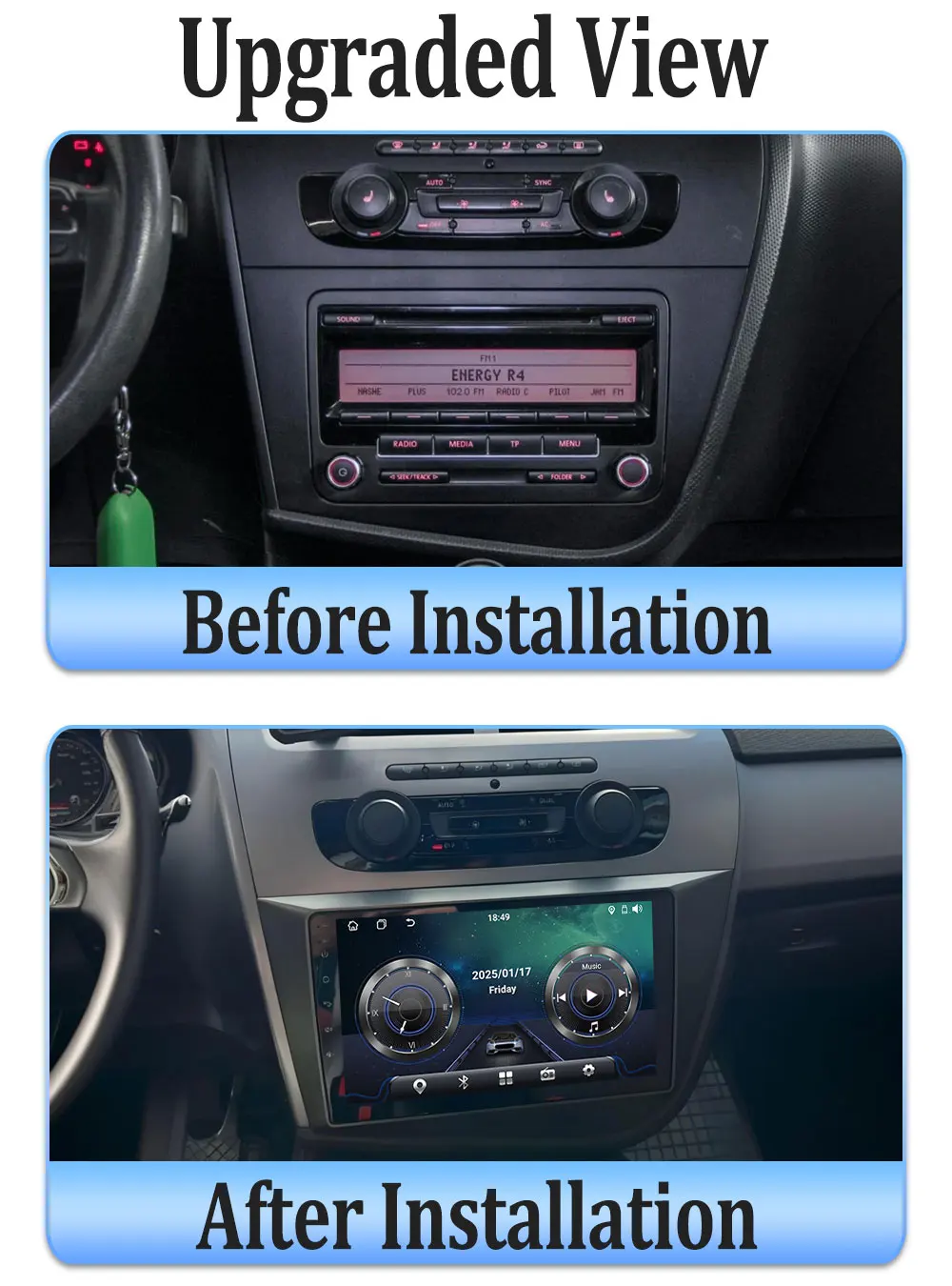 سيارة Carplay لاسلكية لسيارة سيات ليون 2 MK2 2005 - 2012 وحدة رأس ستيريو أندرويد 15 2 Din راديو السيارة مشغل فيديو الوسائط المتعددة 8 كور