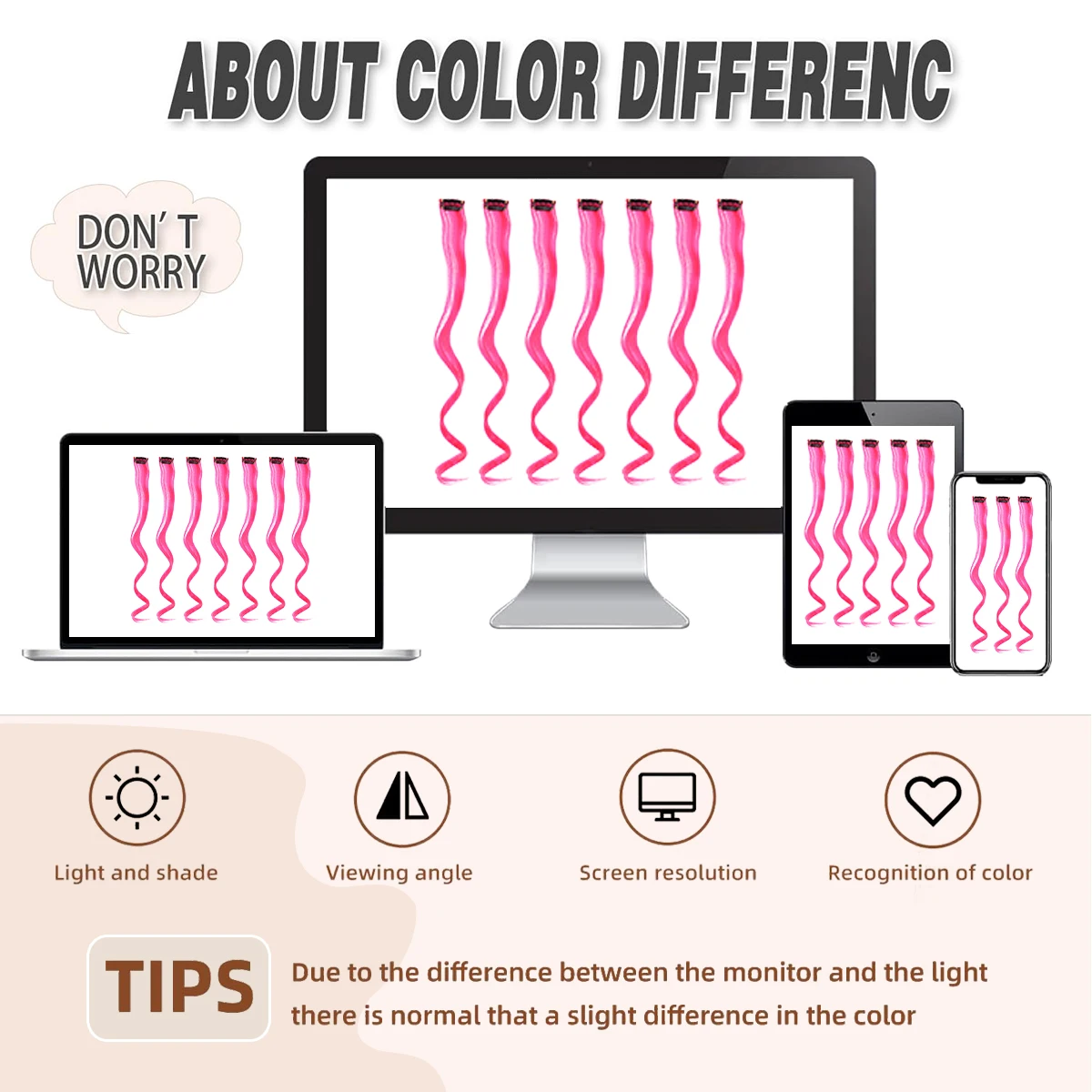 Synthetic Hair Extensions With One Clip Heat Resistant Rainbow Hair Piece For Kid Women Long Curly Wavy Style Colorful Hair10Pcs